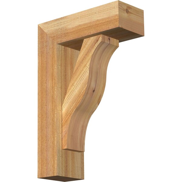Ekena Millwork Funston Block Rough Sawn Bracket w/ Offset Brace, Western Red Cedar, 6"W x 16"D x 24"H BKT0604X16X24FST05RWR - main